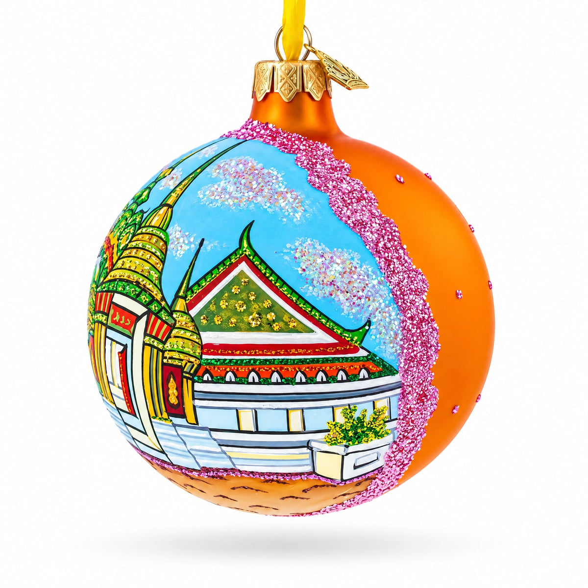 Wat Phra Chetuphon (Wat Pho), Bangkok, Thailand Glass Ball Christmas Ornament 4 Inches