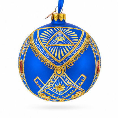 Freemasons Symbols Glass Ball Christmas Ornament 4 Inches