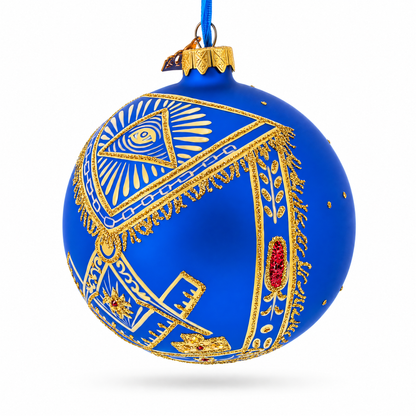 Freemasons Symbols Glass Ball Christmas Ornament 4 Inches