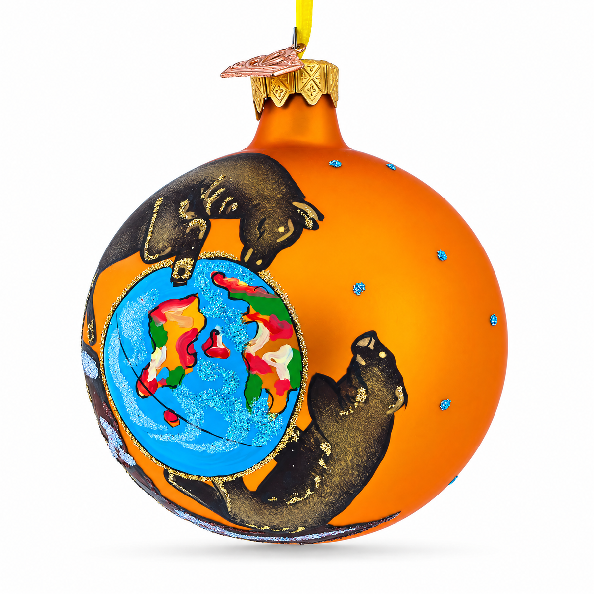 Bull Market Wins over Bear Market Glass Ball Christmas Ornament 3.25 Inches