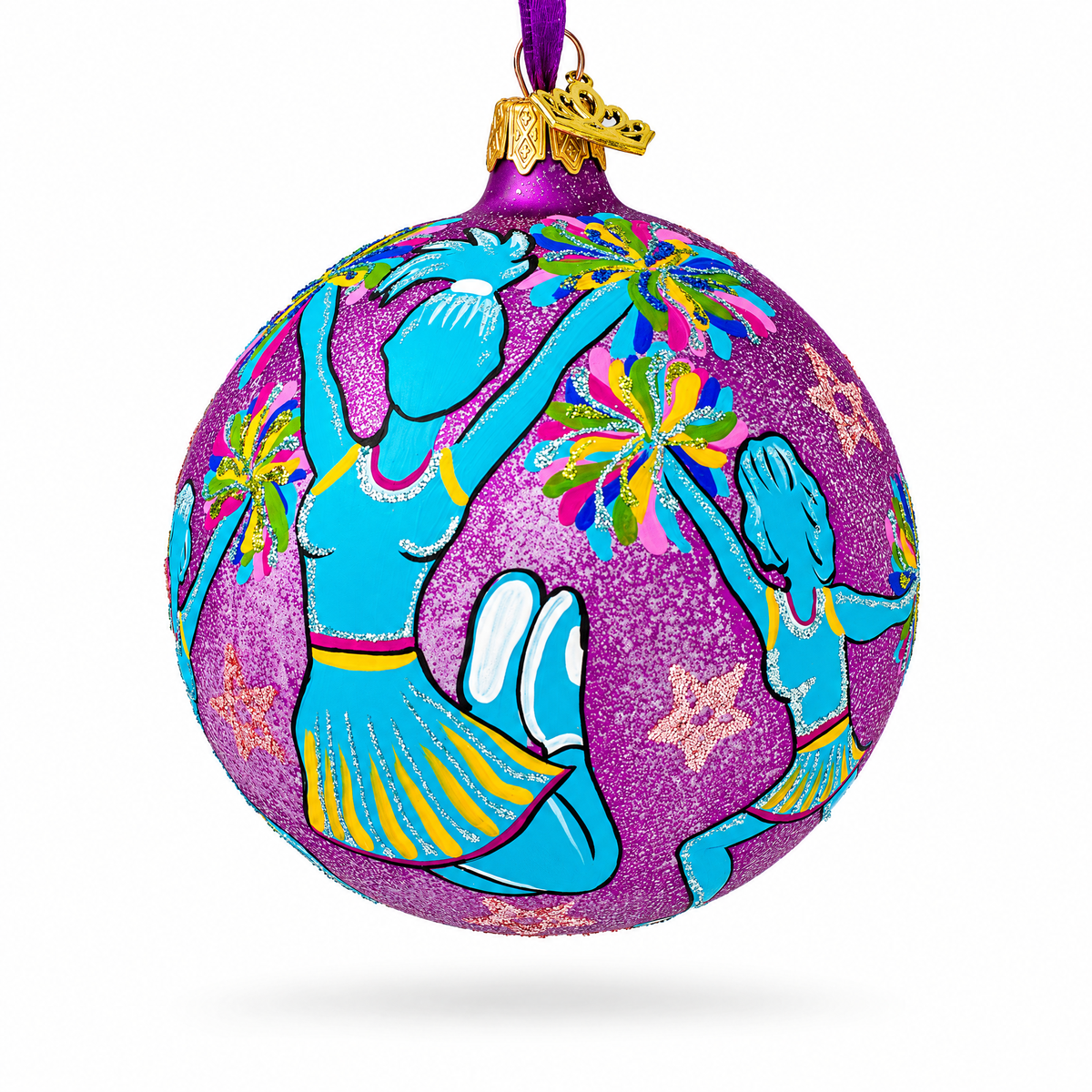 Cheerleaders Team Glass Ball Christmas Ornament 4 Inches