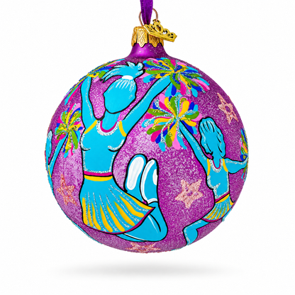 Cheerleaders Team Glass Ball Christmas Ornament 4 Inches
