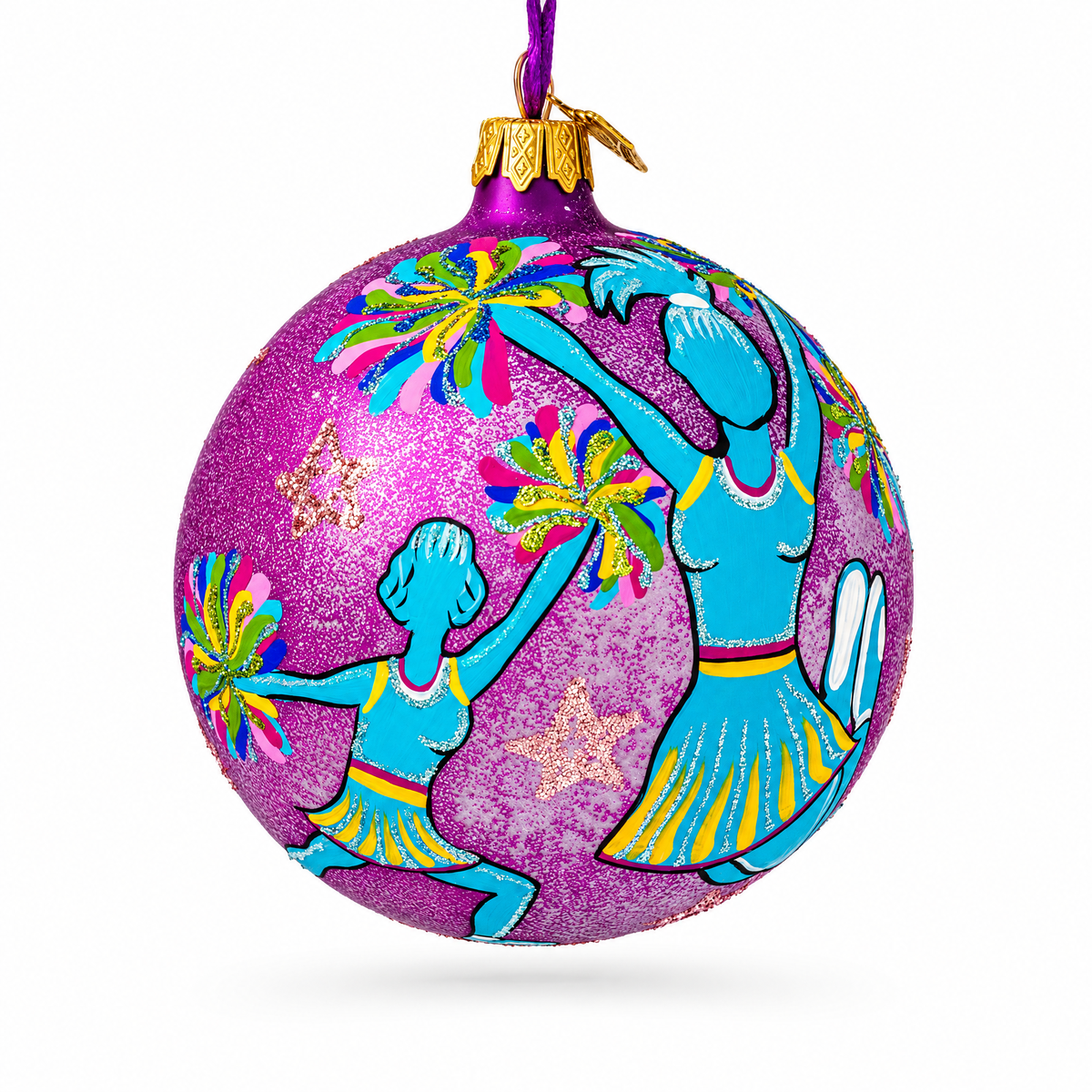 Cheerleaders Team Glass Ball Christmas Ornament 4 Inches