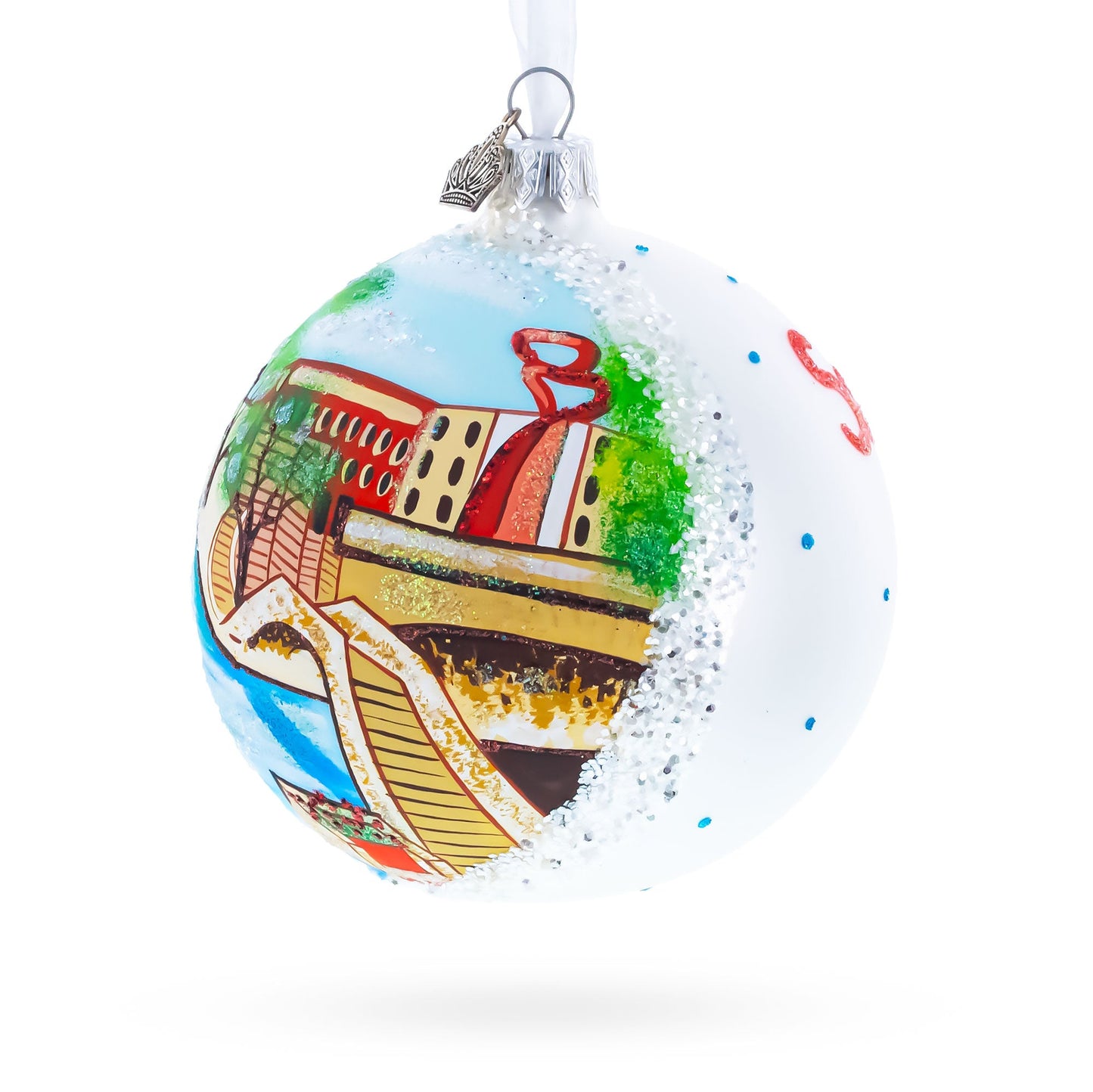 River Walk in San Antonio, Texas Glass Ball Christmas Ornament 4 Inches