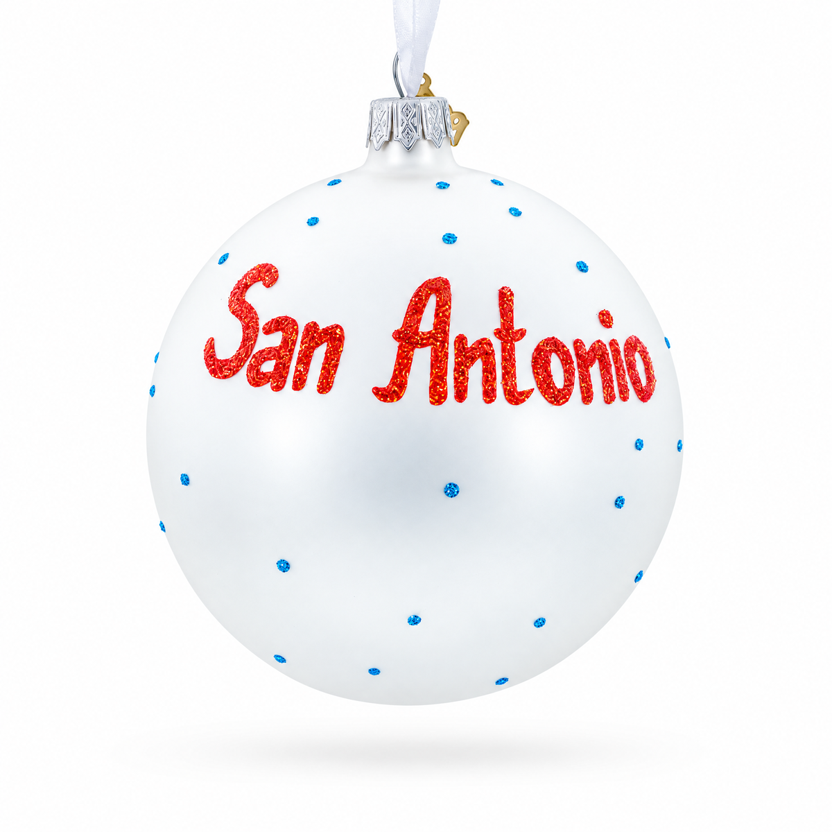 River Walk in San Antonio, Texas Glass Ball Christmas Ornament 4 Inches