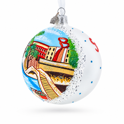 River Walk in San Antonio, Texas Glass Ball Christmas Ornament 4 Inches