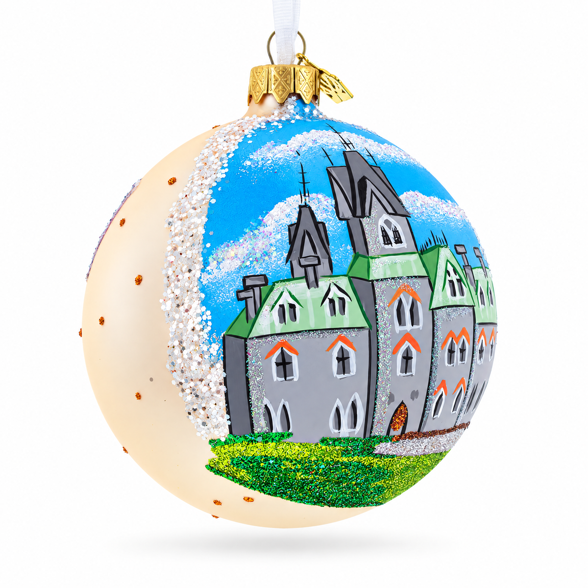 Parliament Hill and Buildings, Ottawa, Canada Glass Ball Christmas Ornament 4 Inches
