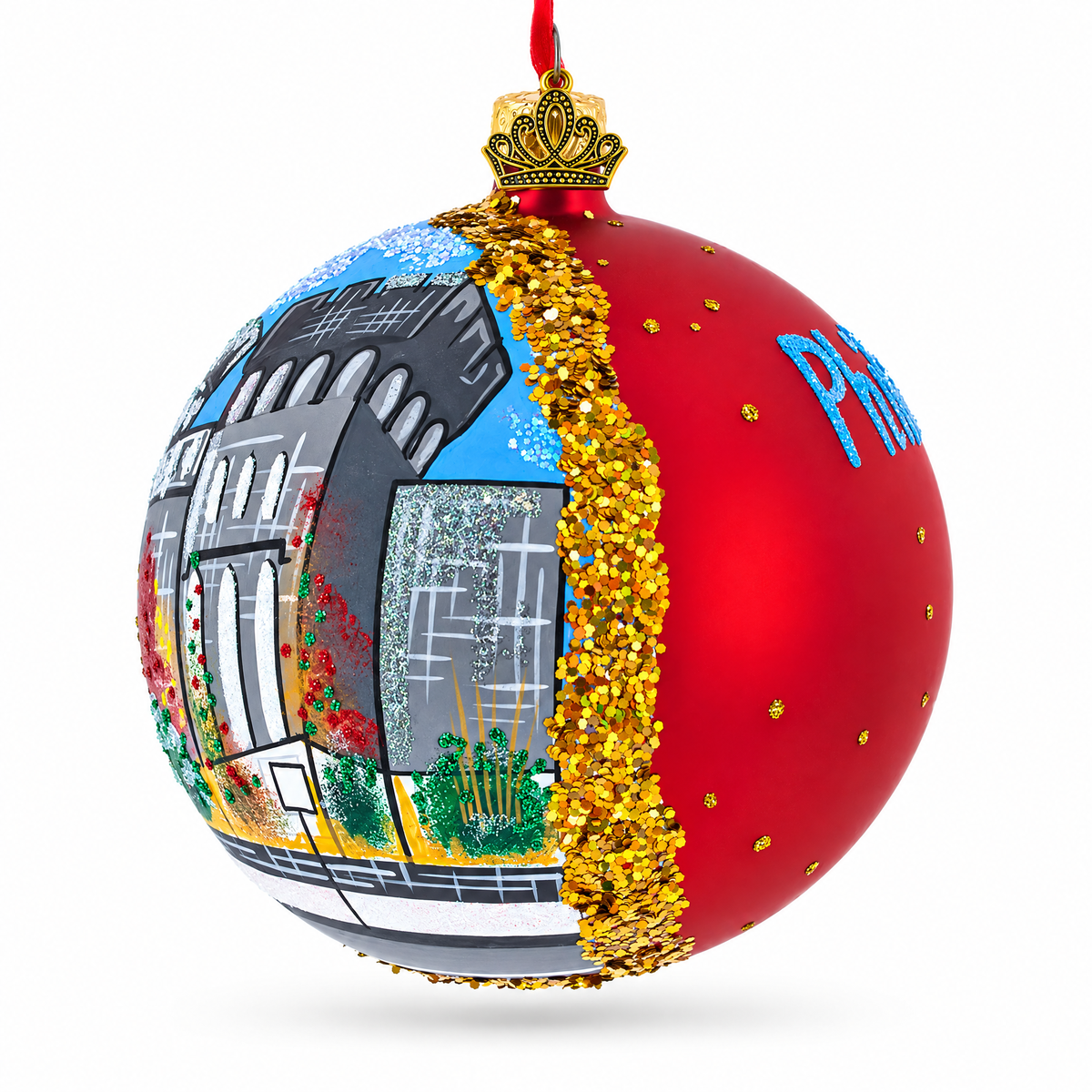 History Museum, Philadelphia, Pennsylvania Glass Ball Christmas Ornament 4 Inches