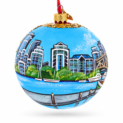 Granville Island, Vancouver, Canada Glass Ball Christmas Ornament 4 Inches