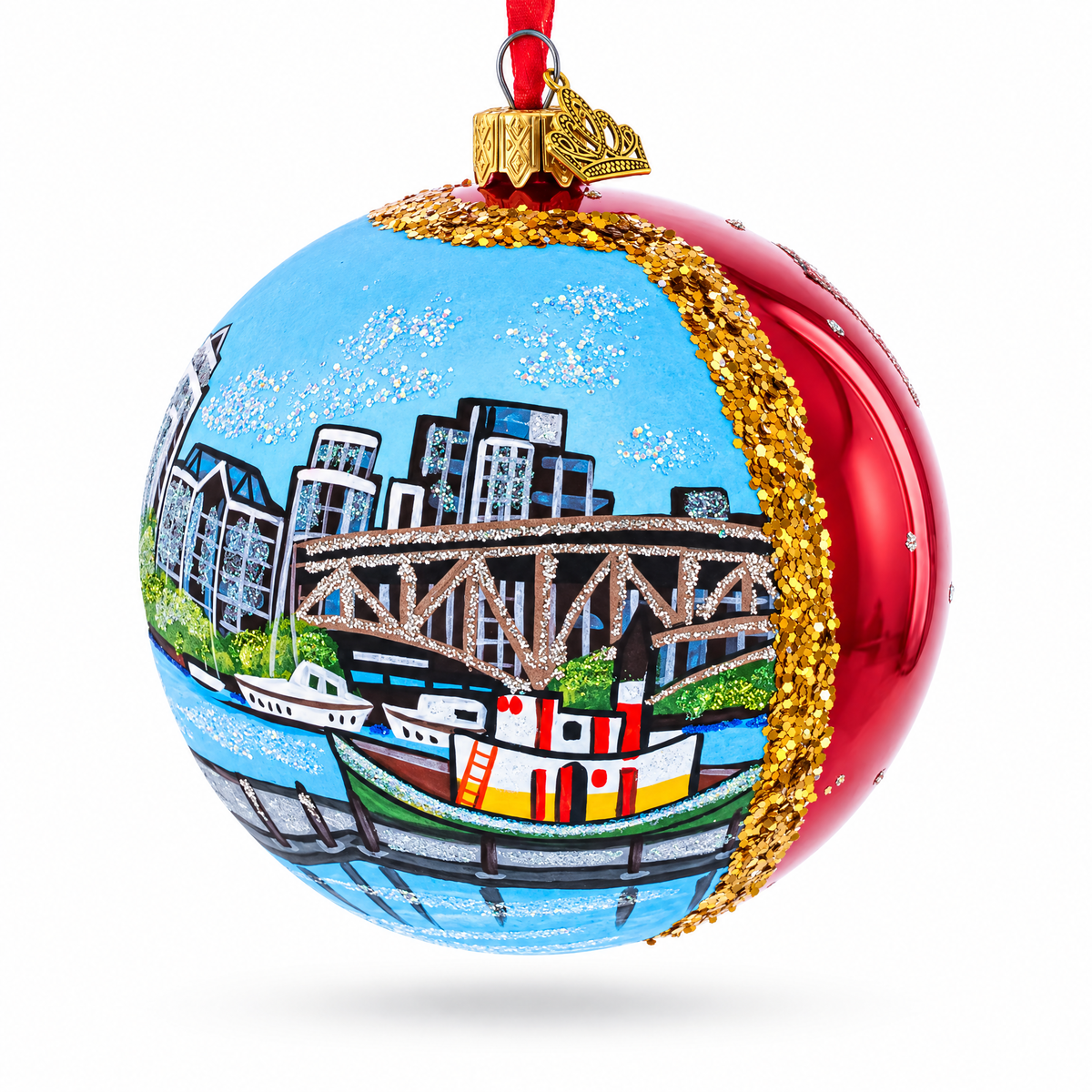 Granville Island, Vancouver, Canada Glass Ball Christmas Ornament 4 Inches