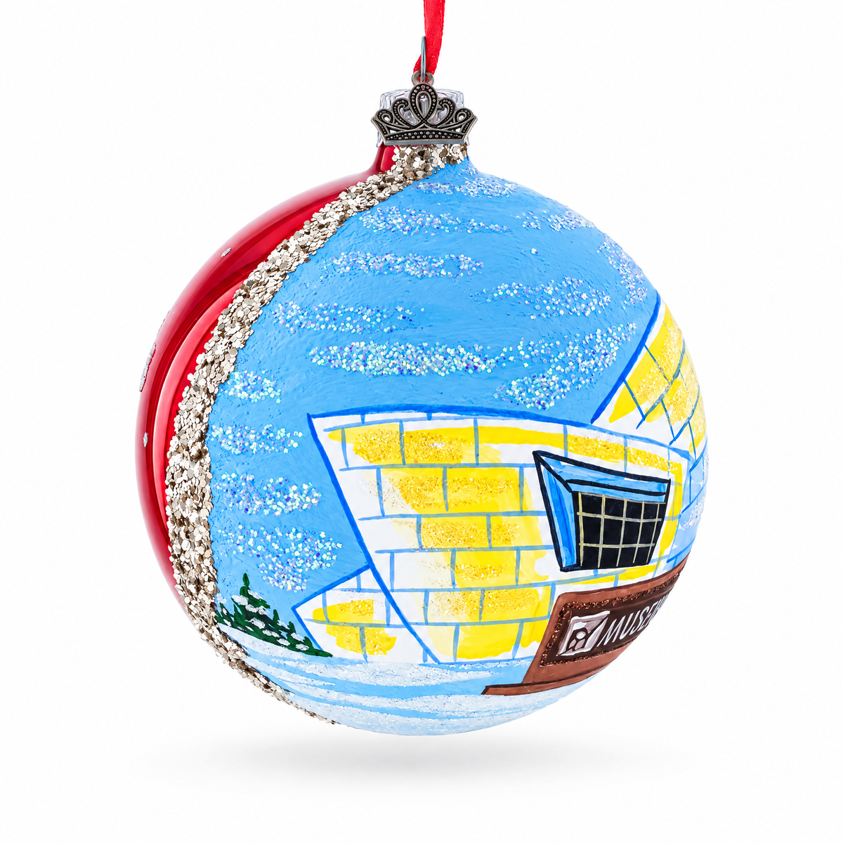 University of Alaska Museum of the North, Fairbanks, Alaska Glass Ball Christmas Ornament 4 Inches