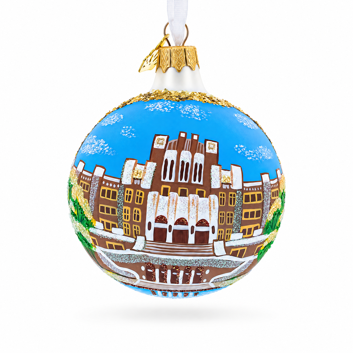 Central High School National Historic Site, Little Rock, Arkansas Glass Ball Christmas Ornament 3.25 Inches