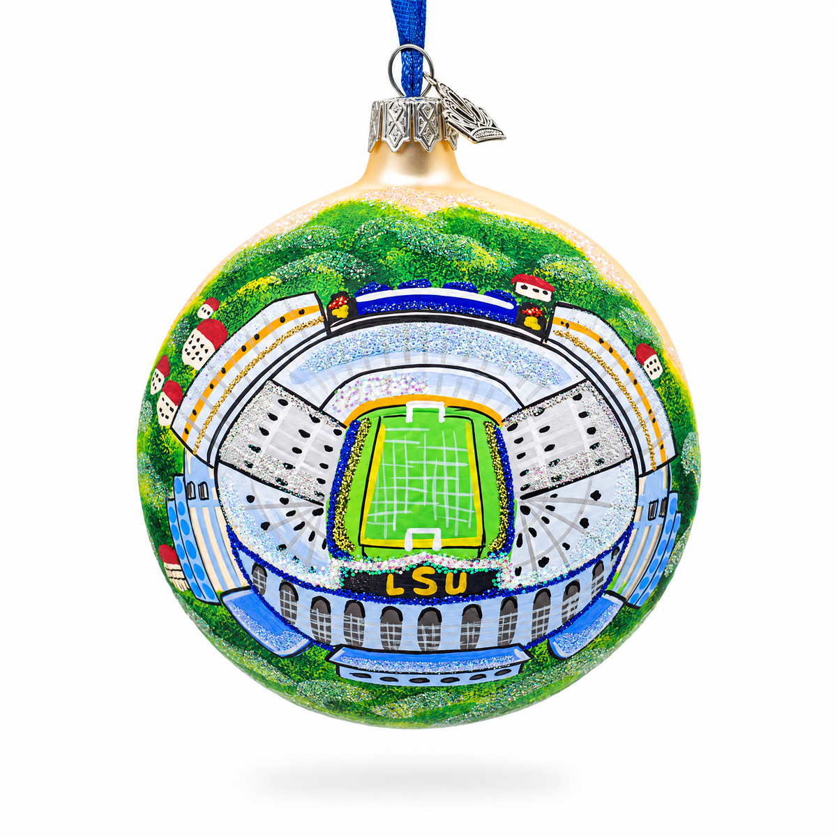 LSU Tiger Stadium, Baton Rouge, Louisiana Glass Ball Christmas Ornament 4 Inches