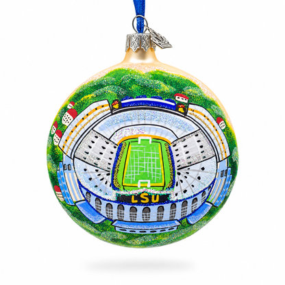 LSU Tiger Stadium, Baton Rouge, Louisiana Glass Ball Christmas Ornament 4 Inches