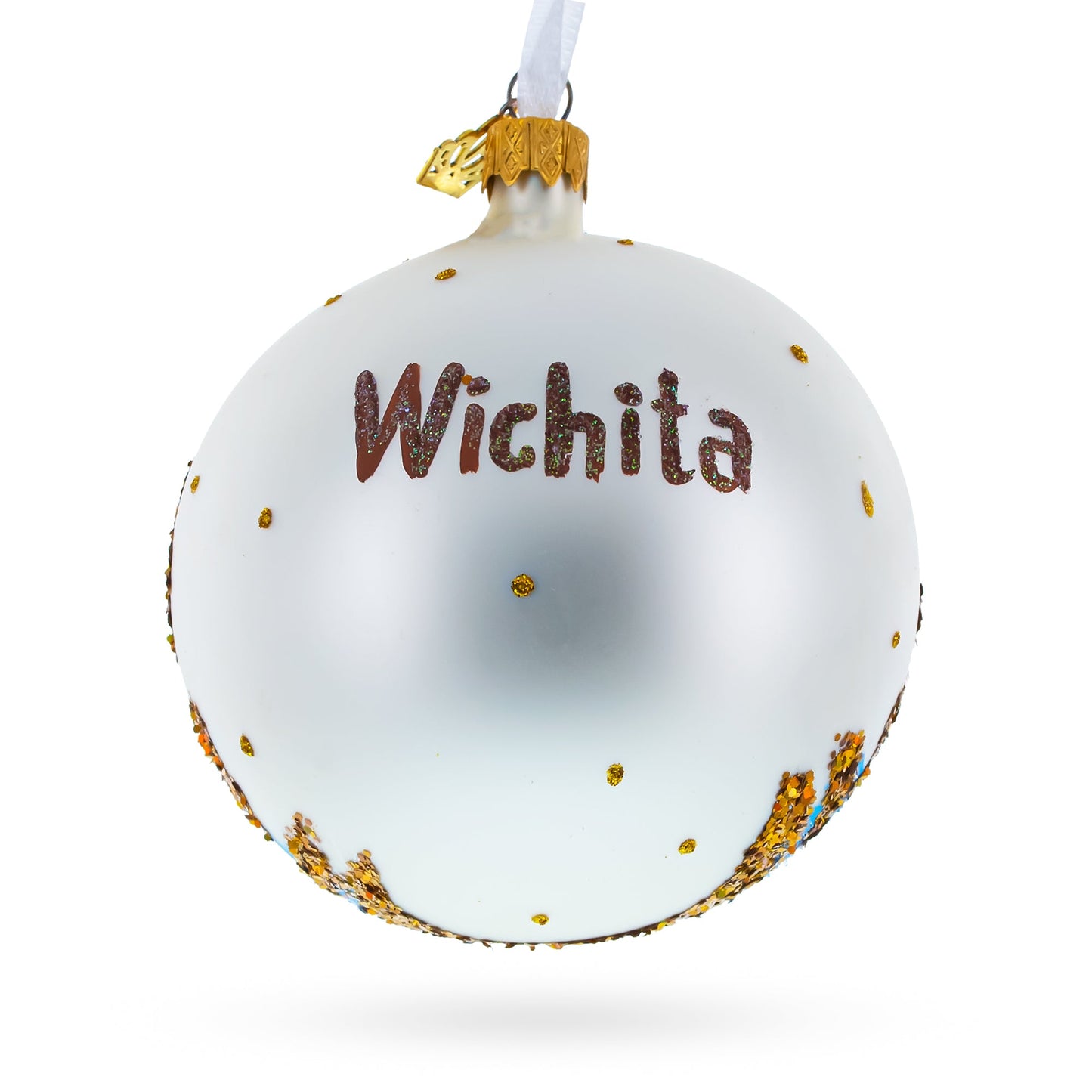 The Keeper of the Plains, Wichita, Kansas Glass Ball Christmas Ornament 4 Inches