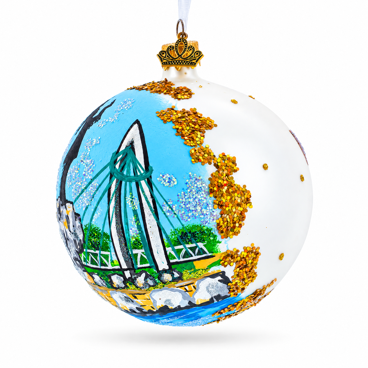The Keeper of the Plains, Wichita, Kansas Glass Ball Christmas Ornament 4 Inches