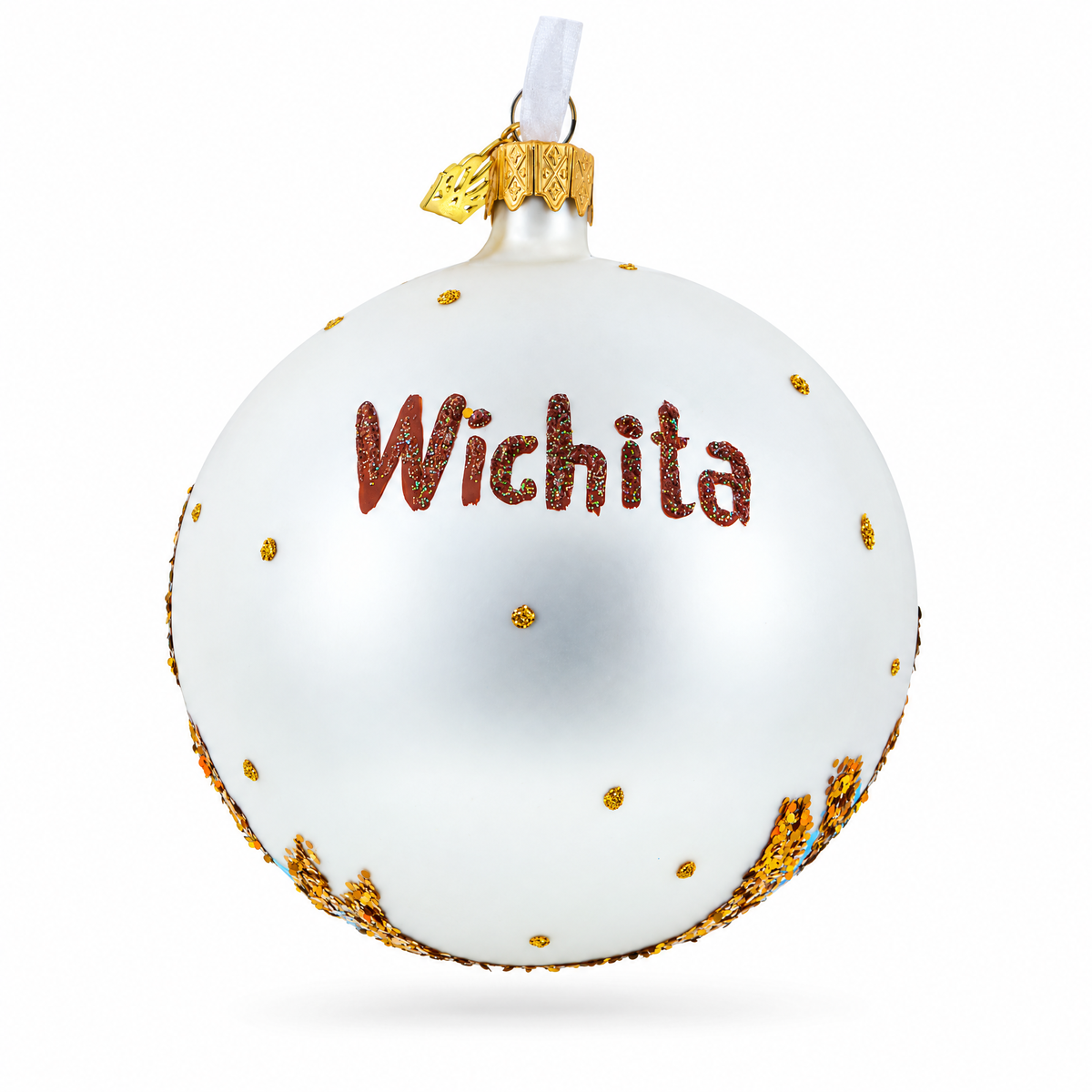 The Keeper of the Plains, Wichita, Kansas Glass Ball Christmas Ornament 4 Inches