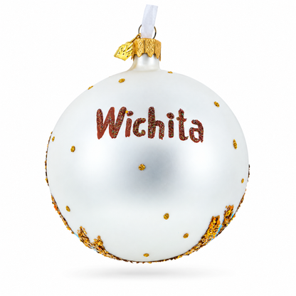 The Keeper of the Plains, Wichita, Kansas Glass Ball Christmas Ornament 4 Inches