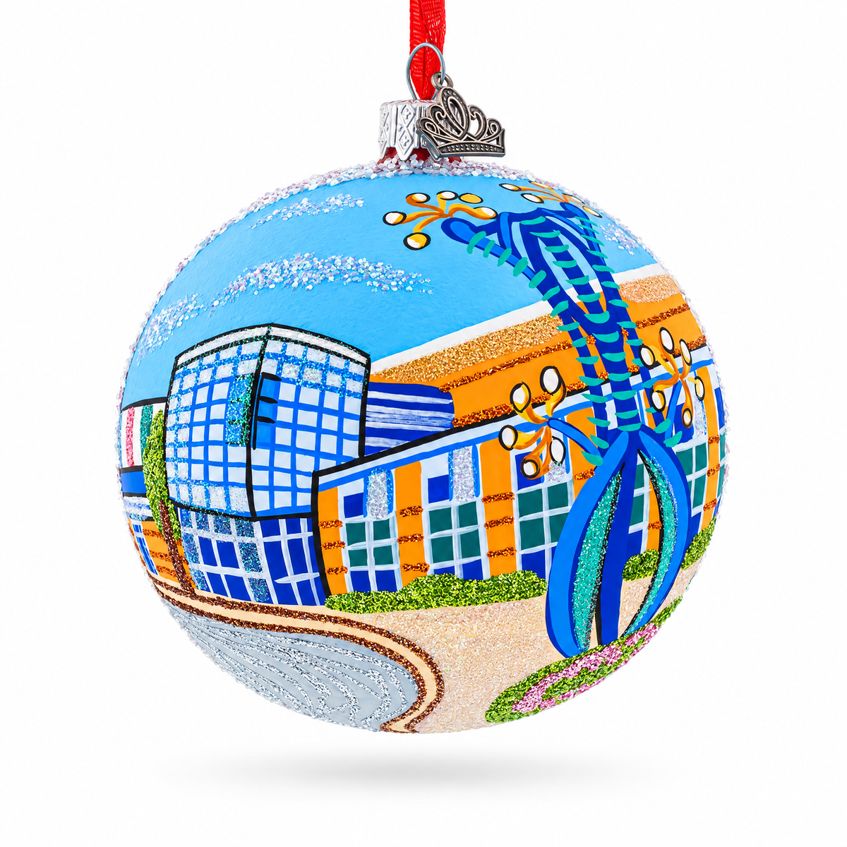 Discovery Center Museum, Rockford, Illinois Glass Ball Christmas Ornament 4 Inches