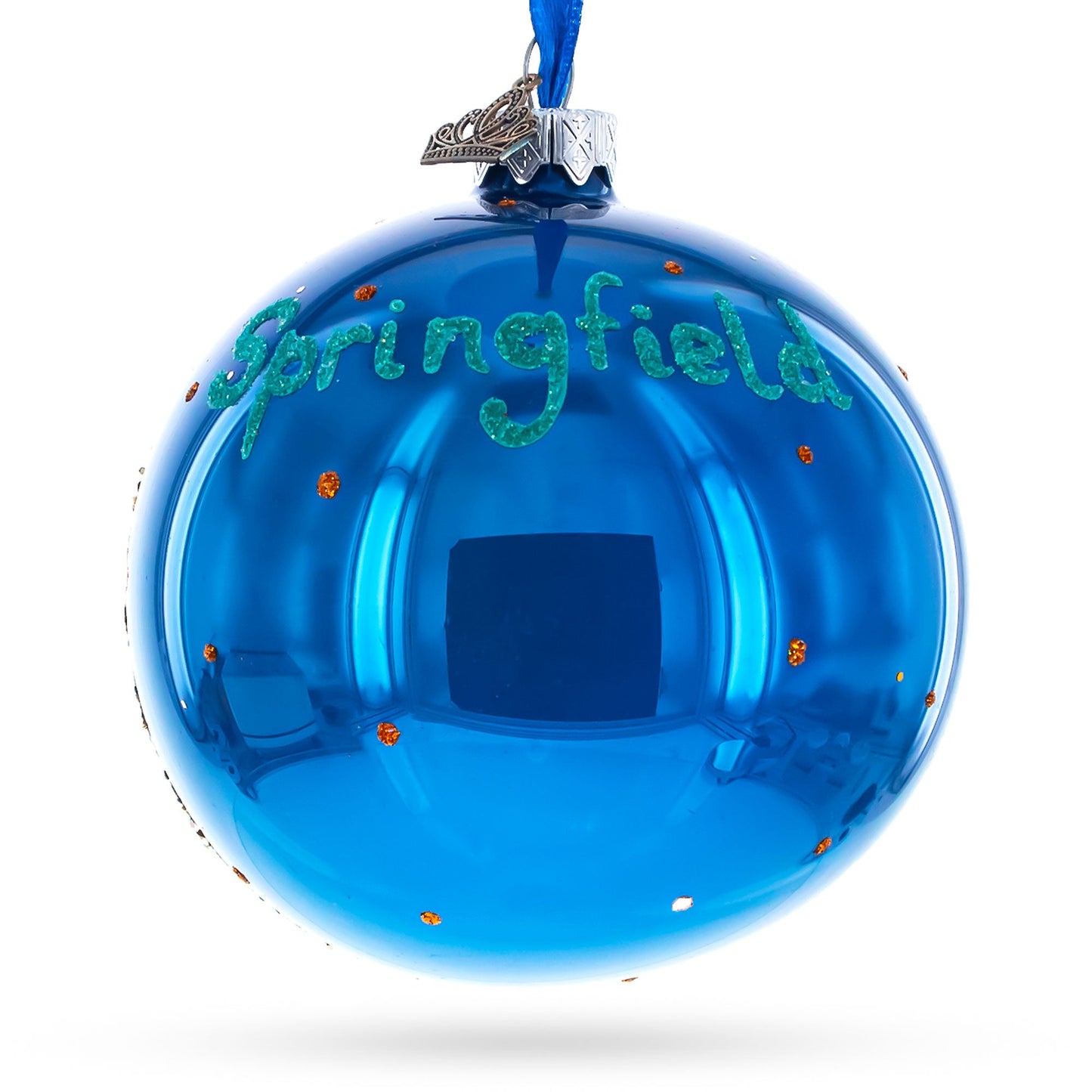 Abraham Lincoln Presidential Library and Museum, Springfield, Illinois, USA Glass Ball Christmas Ornament 4 Inches