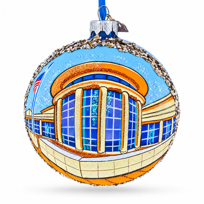 Abraham Lincoln Presidential Library and Museum, Springfield, Illinois Glass Ball Christmas Ornament 4 Inches