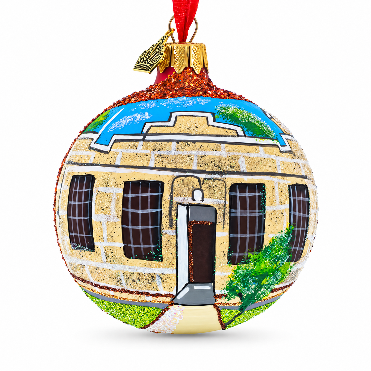 Old Idaho Penitentiary, Boise, Idaho Glass Ball Christmas Ornament 3.25 Inches
