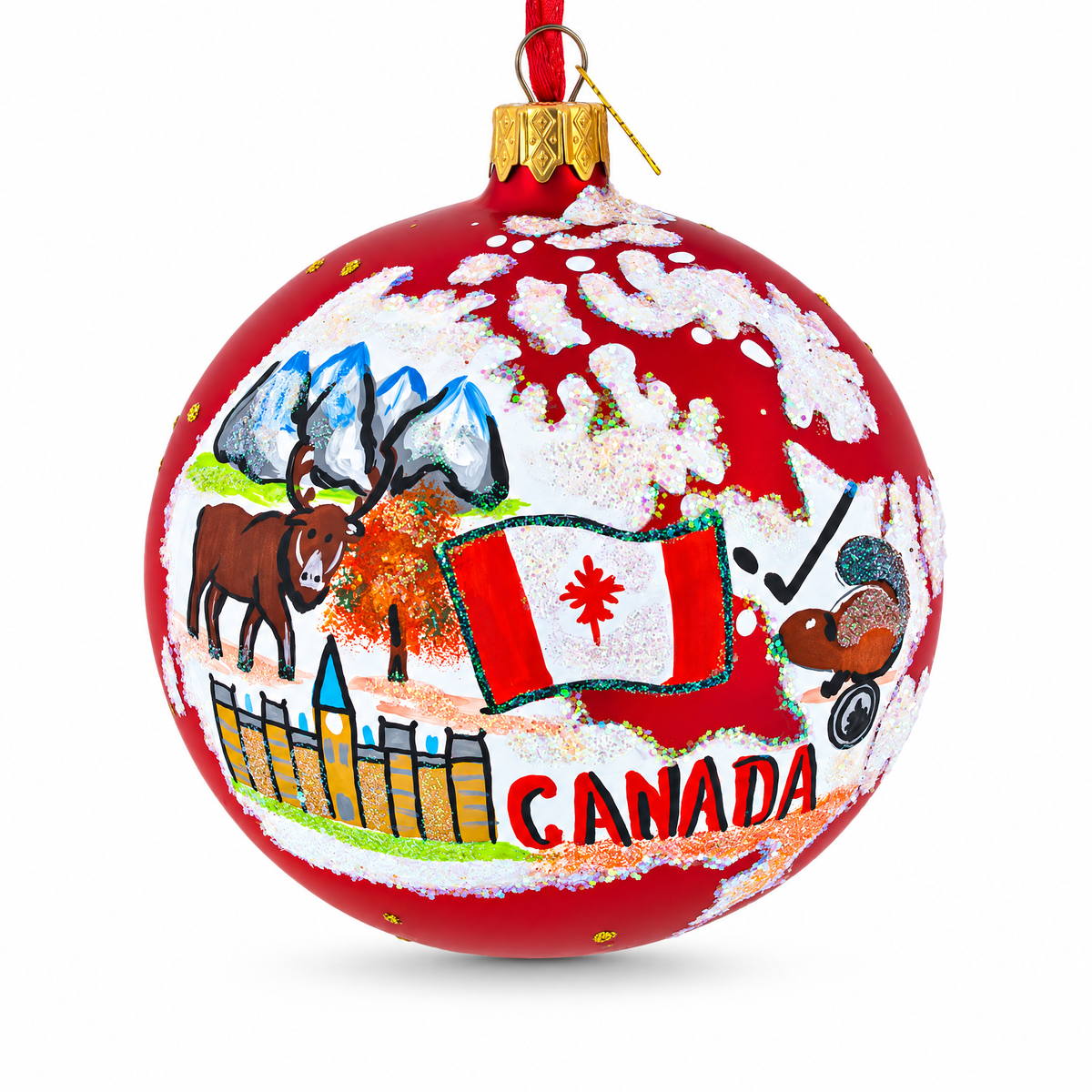 Travel to Canada Glass Ball Christmas Ornament 4 Inches