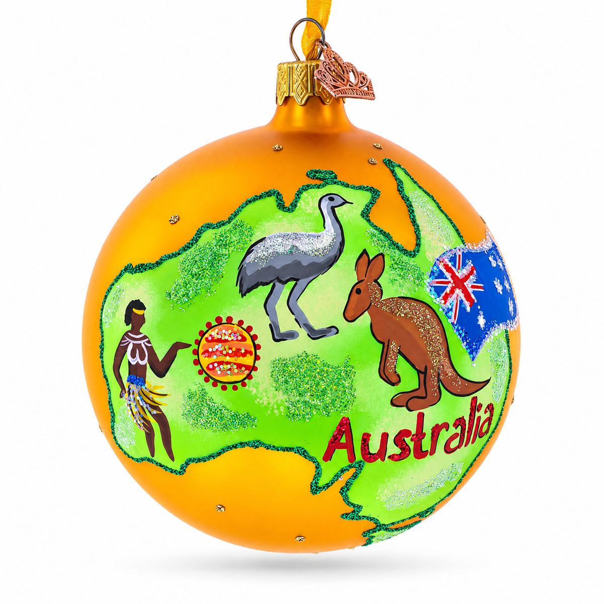 Travel to Australia Glass Ball Christmas Ornament 4 Inches
