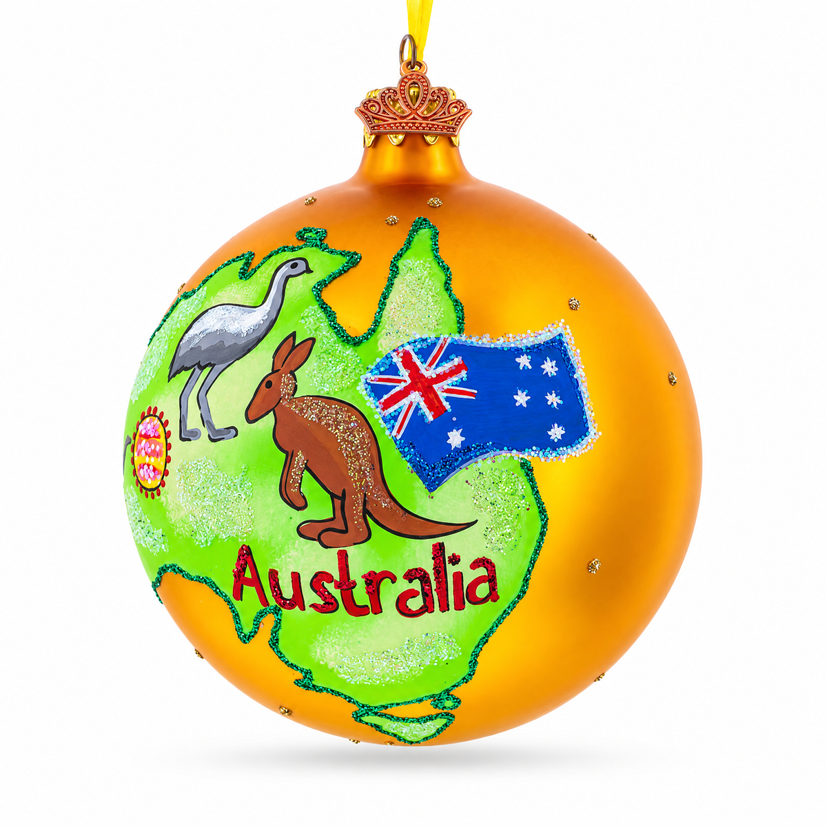 Travel to Australia Glass Ball Christmas Ornament 4 Inches