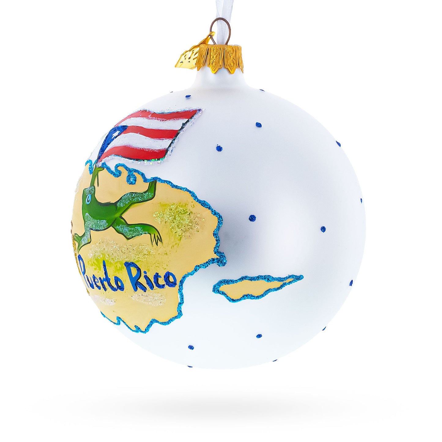 Travel to Puerto Rico Glass Ball Christmas Ornament 4 Inches