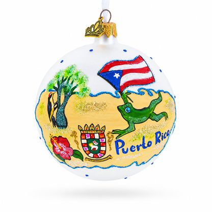 Travel to Puerto Rico Glass Ball Christmas Ornament 4 Inches