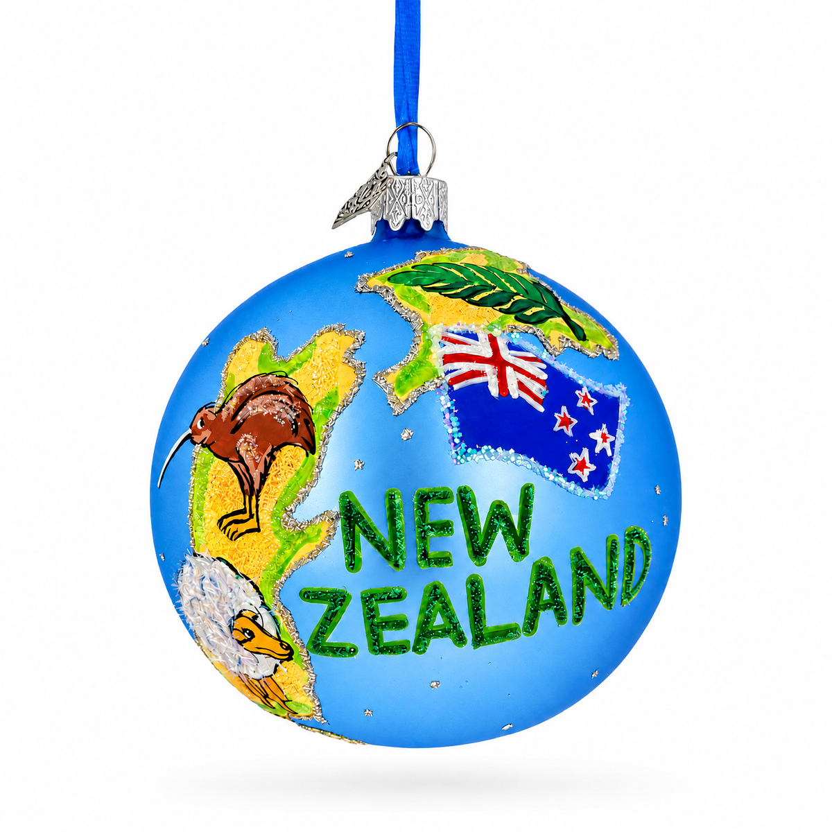 Travel to New Zealand Glass Ball Christmas Ornament 4 Inches