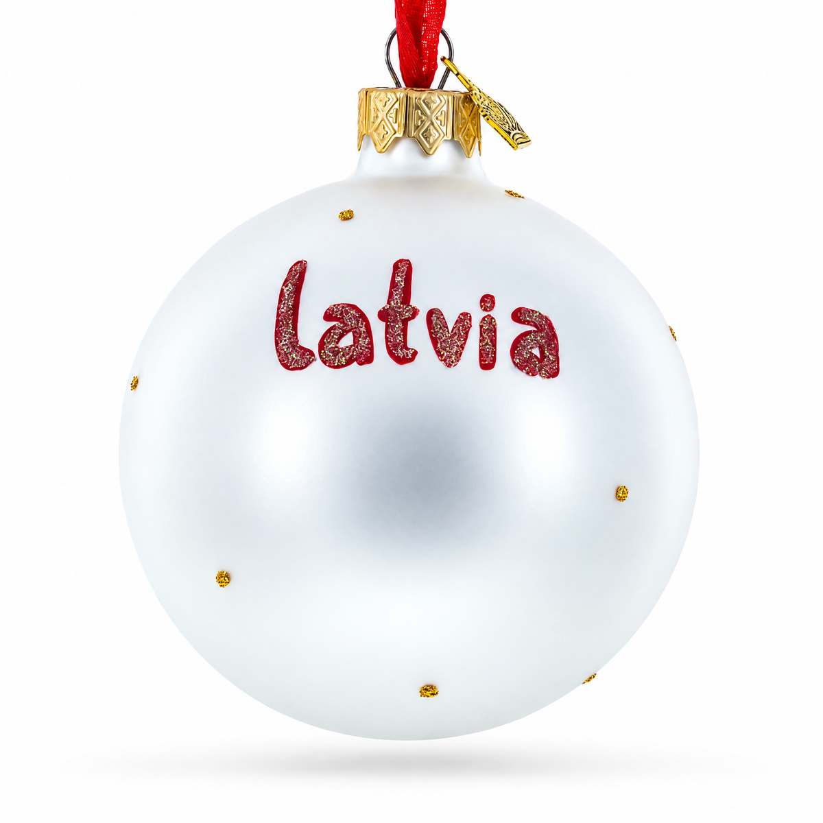 Flag of Latvia Glass Ball Christmas Ornament 3.25 Inches