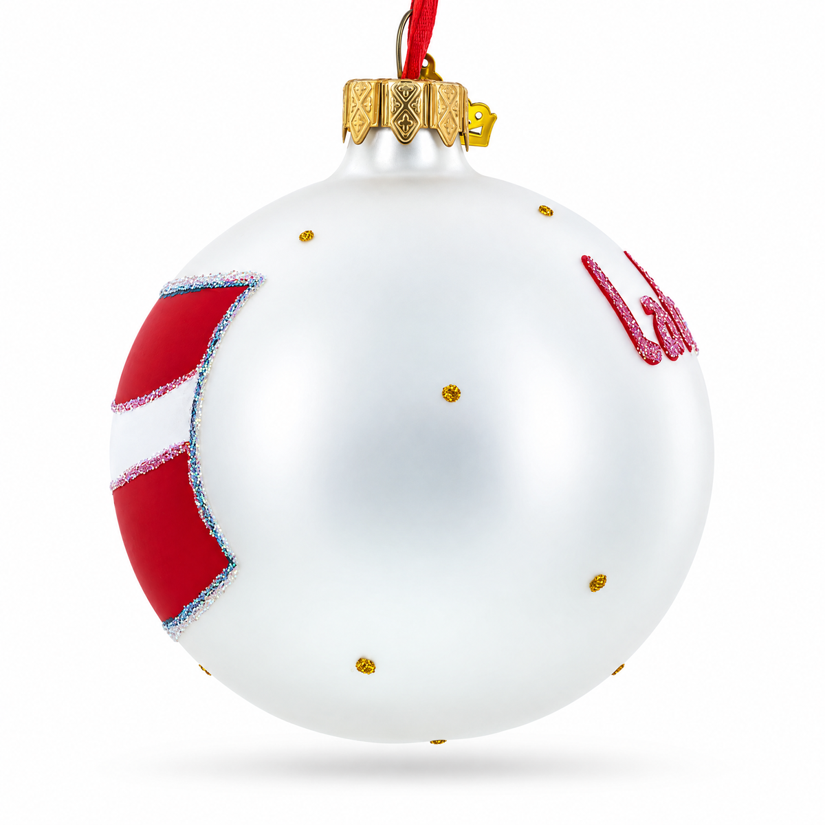 Flag of Latvia Glass Ball Christmas Ornament 3.25 Inches
