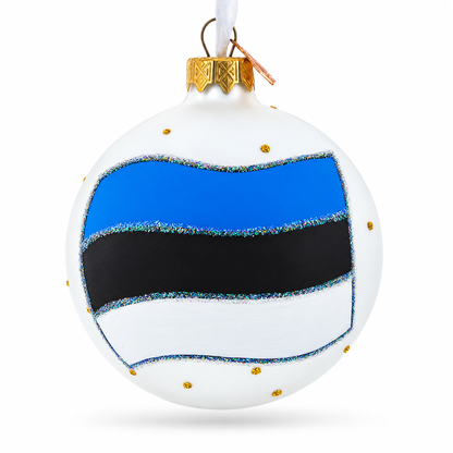 Flag of Estonia Flag Glass Ball Christmas Ornament 3.25 Inches