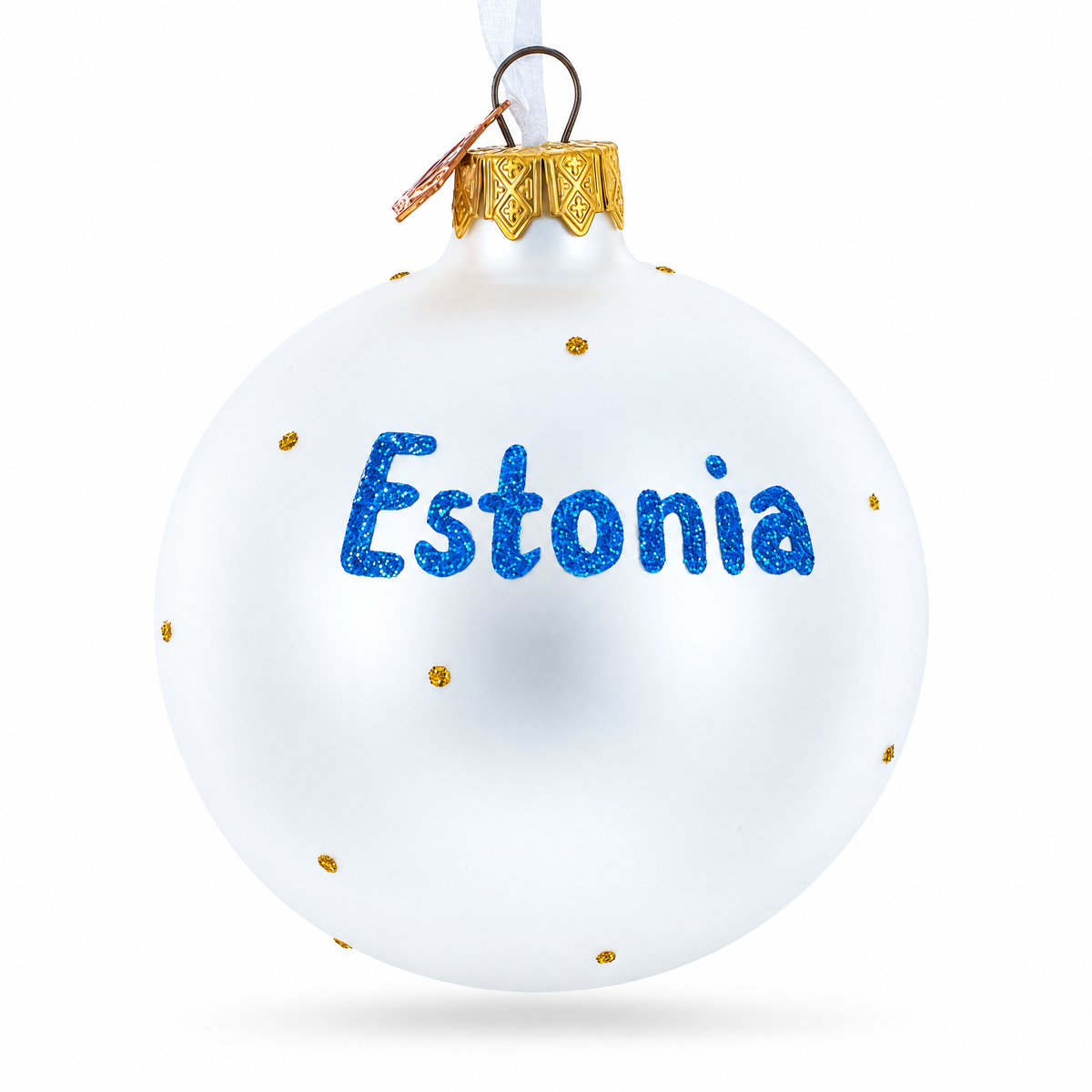 Flag of Estonia Flag Glass Ball Christmas Ornament 3.25 Inches