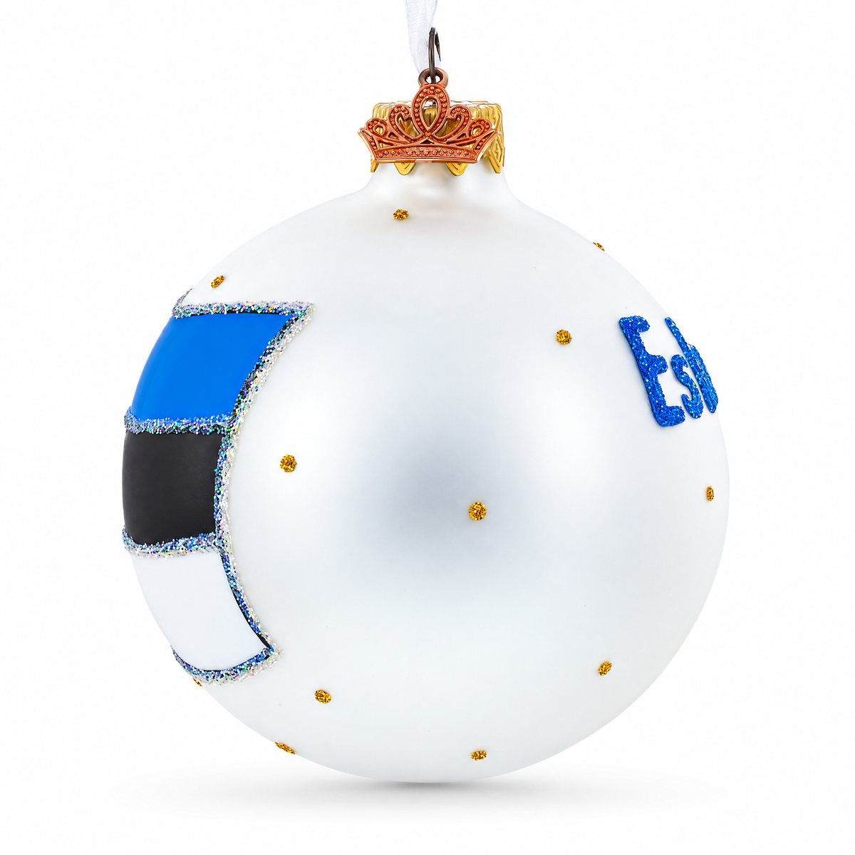 Flag of Estonia Flag Glass Ball Christmas Ornament 3.25 Inches