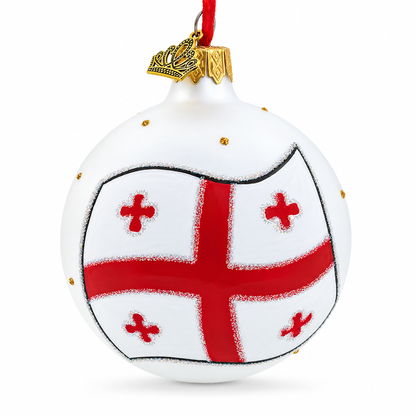 Flag of Georgia Glass Ball Christmas Ornament 3.25 Inches