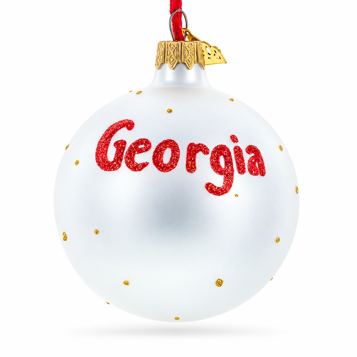 Flag of Georgia Glass Ball Christmas Ornament 3.25 Inches