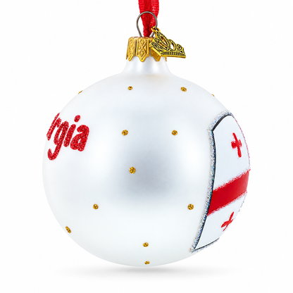 Flag of Georgia Glass Ball Christmas Ornament 3.25 Inches