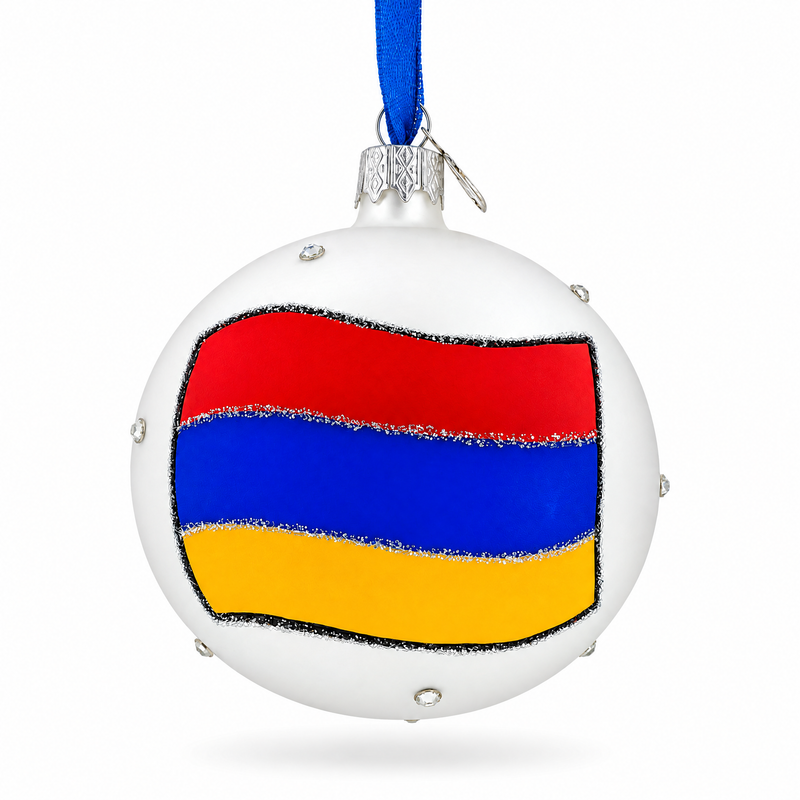 Flag of Armenia Glass Ball Christmas Ornament 3.25 Inches