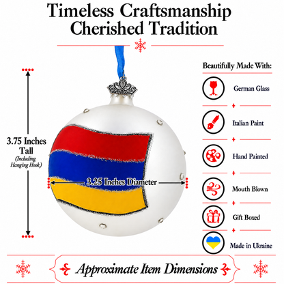 Flag of Armenia Glass Ball Christmas Ornament 3.25 Inches