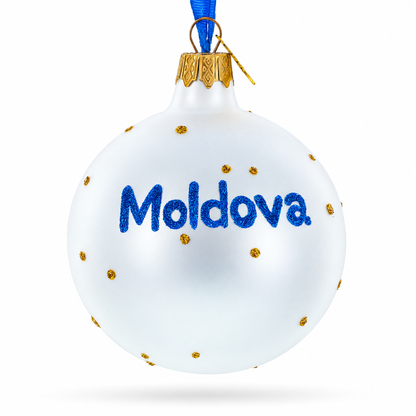 Flag of Moldova Glass Ball Christmas Ornament 3.25 Inches