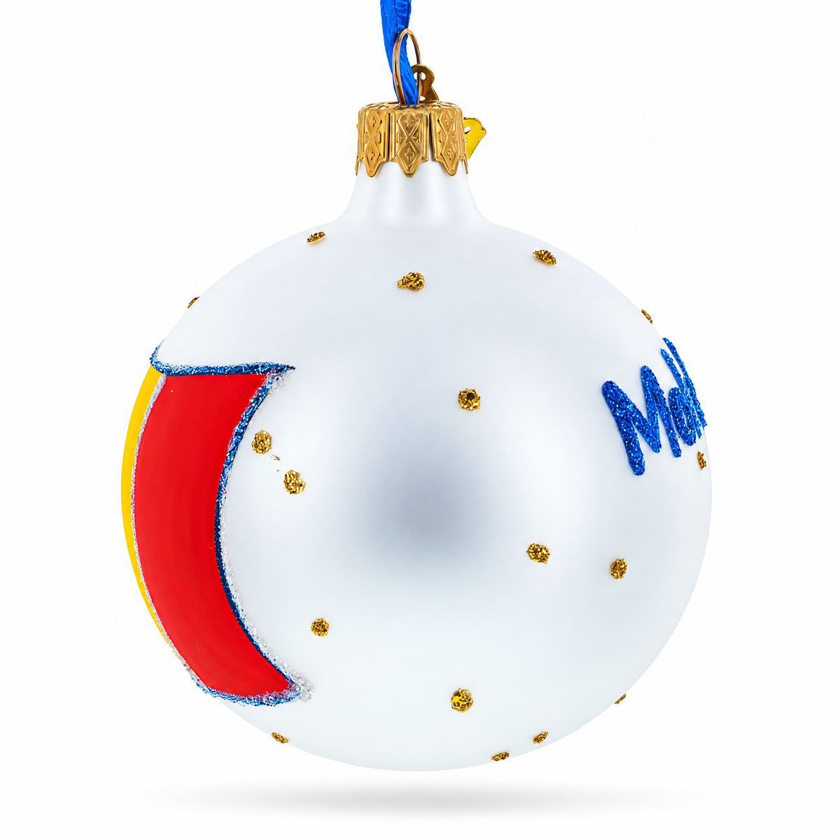 Flag of Moldova Glass Ball Christmas Ornament 3.25 Inches