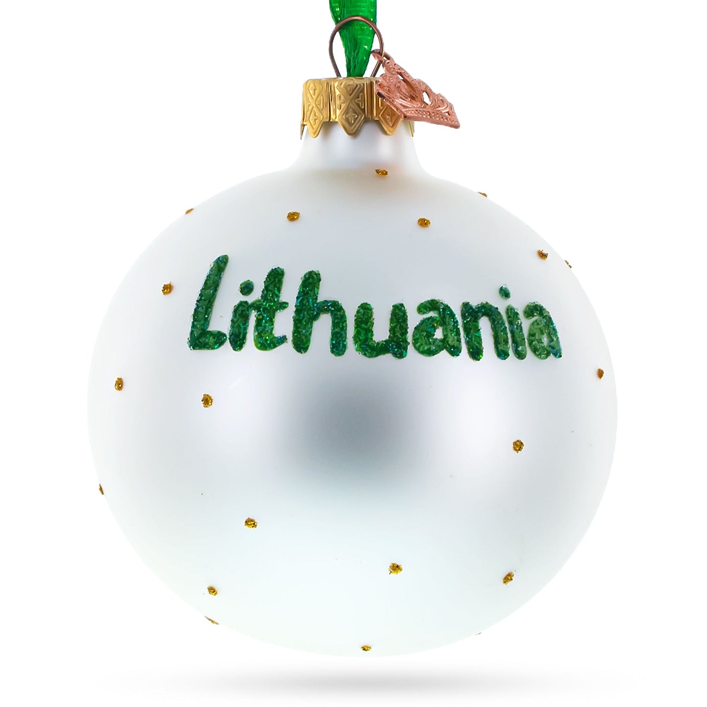Flag of Lithuania Glass Ball Christmas Ornament 3.25 Inches