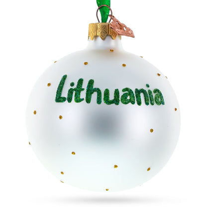 Flag of Lithuania Glass Ball Christmas Ornament 3.25 Inches
