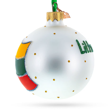 Flag of Lithuania Glass Ball Christmas Ornament 3.25 Inches