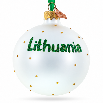 Flag of Lithuania Glass Ball Christmas Ornament 3.25 Inches