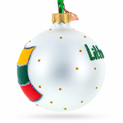 Flag of Lithuania Glass Ball Christmas Ornament 3.25 Inches