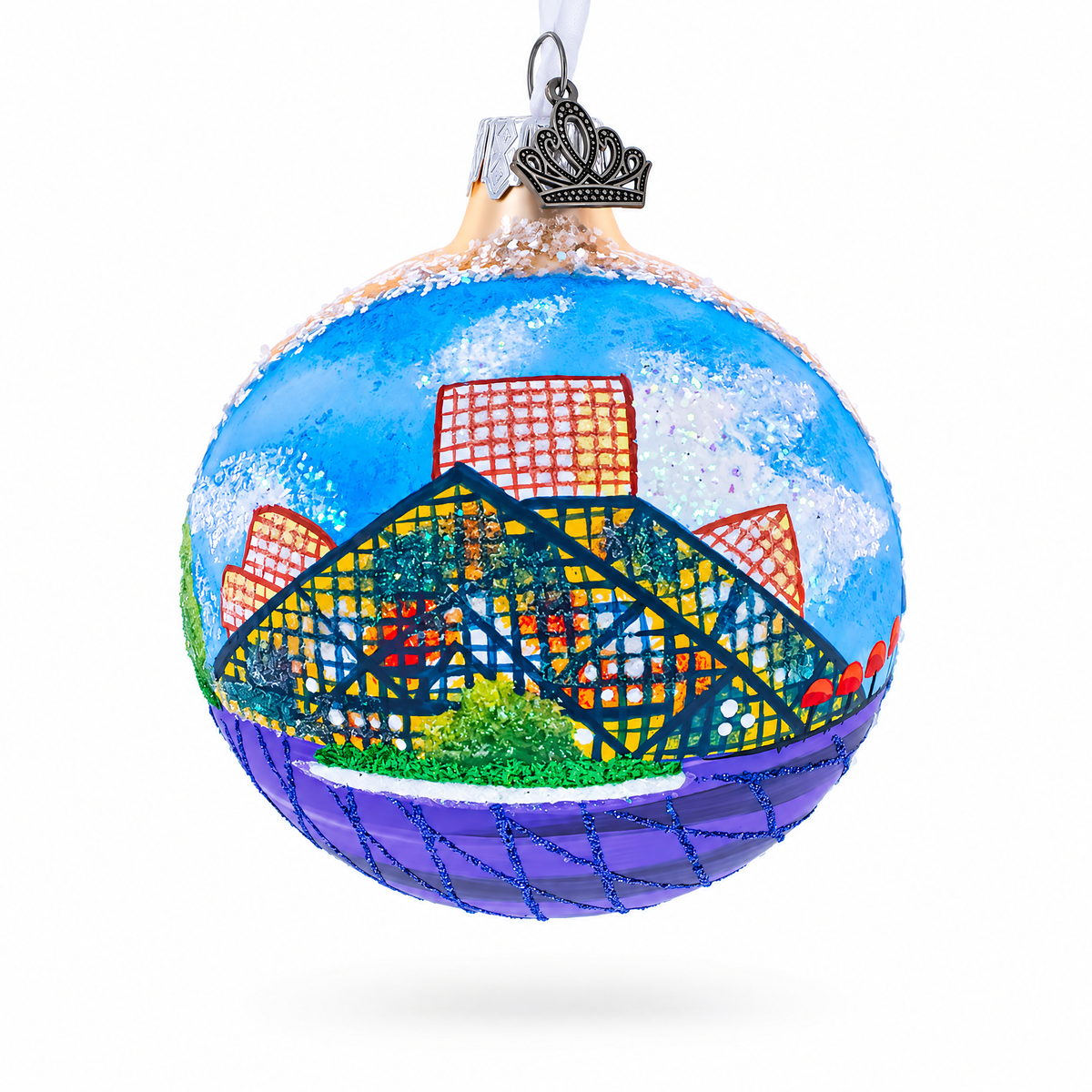 Rock & Roll Hall of Fame, Cleveland, Ohio Glass Ball Christmas Ornament 3.25 Inches
